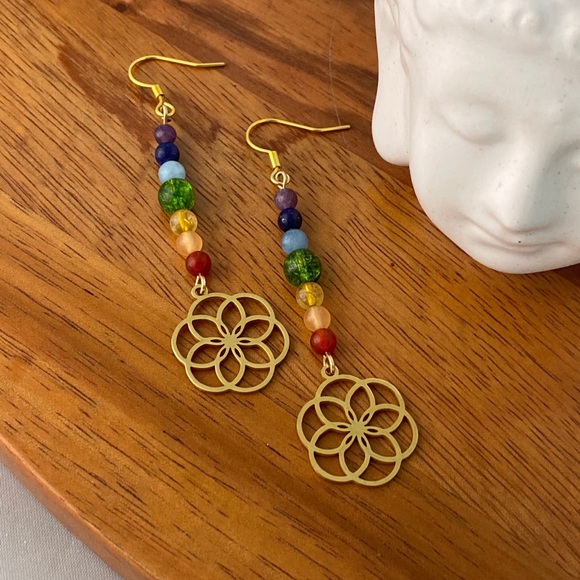 Seed of Light Rainbow Chakra Earrings - jewelry - Picture 2 of 3